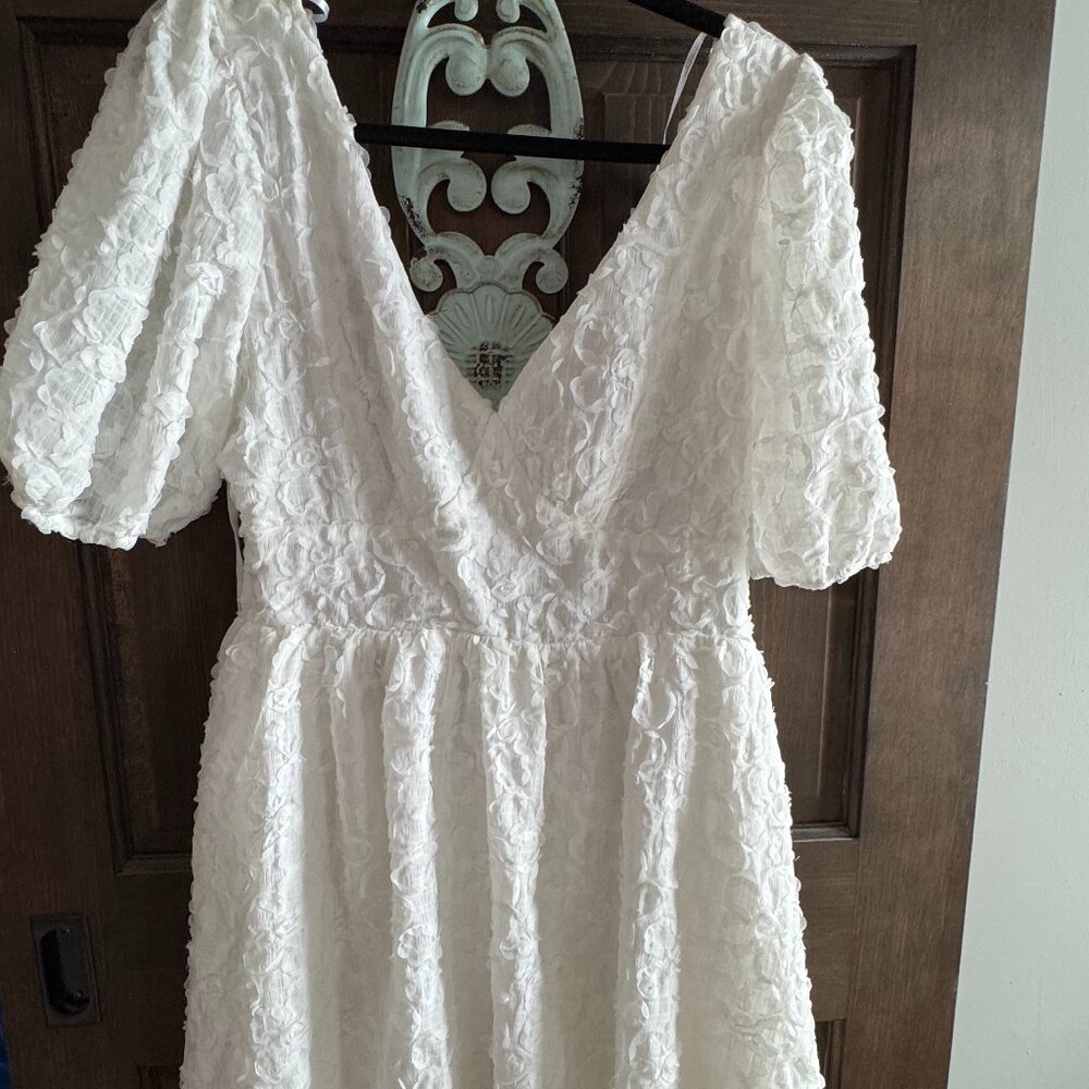 Lulu's Precious Passion White Floral Baby Doll Dress-XL